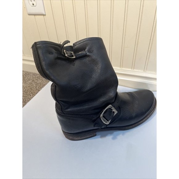 Frye Women’s Veronica Short Black Leather Buckle Moto Boot Size 8 - Picture 7 of 14